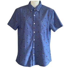 American Eagle Outfitters Men's XL high top tennis Shoe Print Collard Shirt EUC